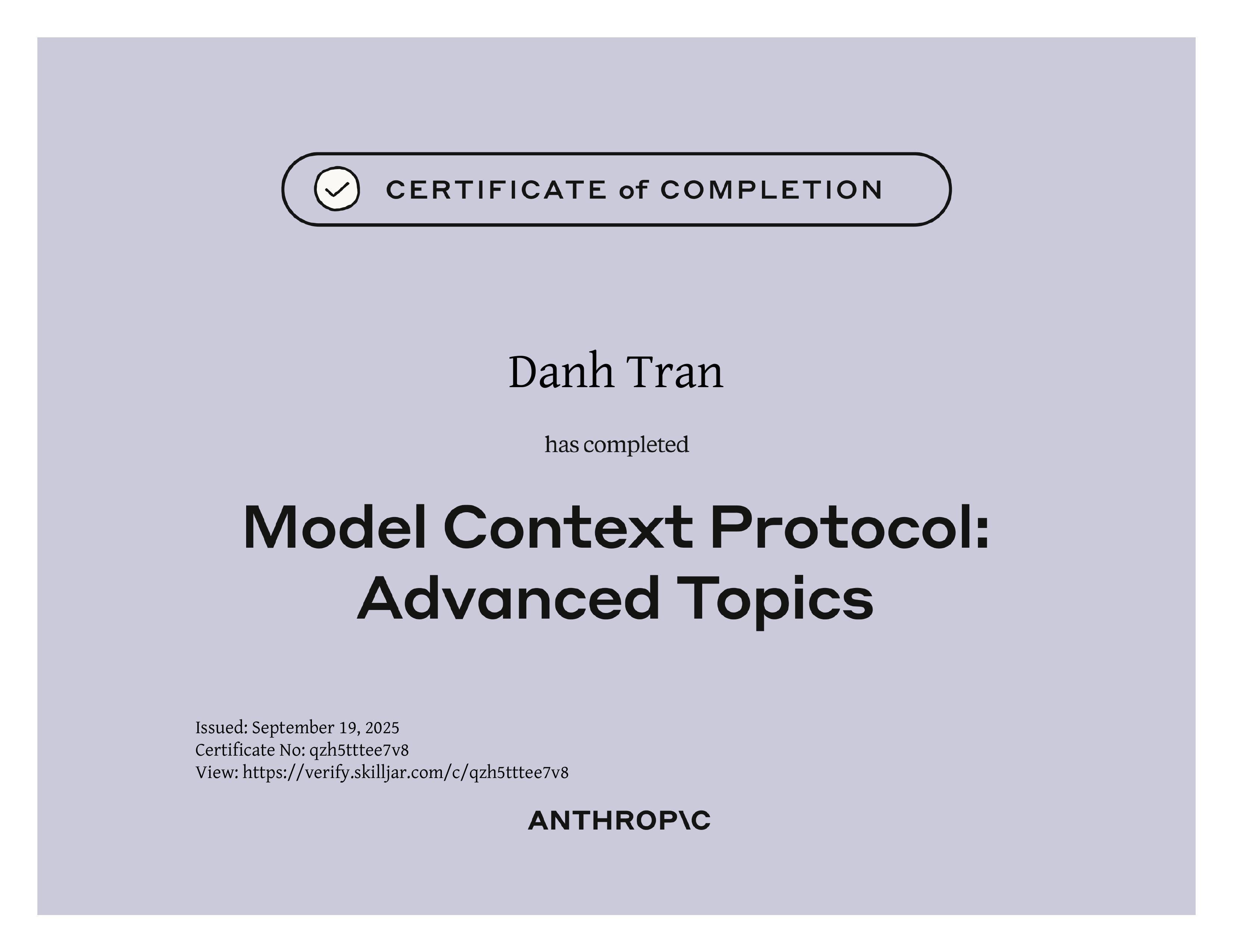 Model Context Protocol: Advanced Topics certificate