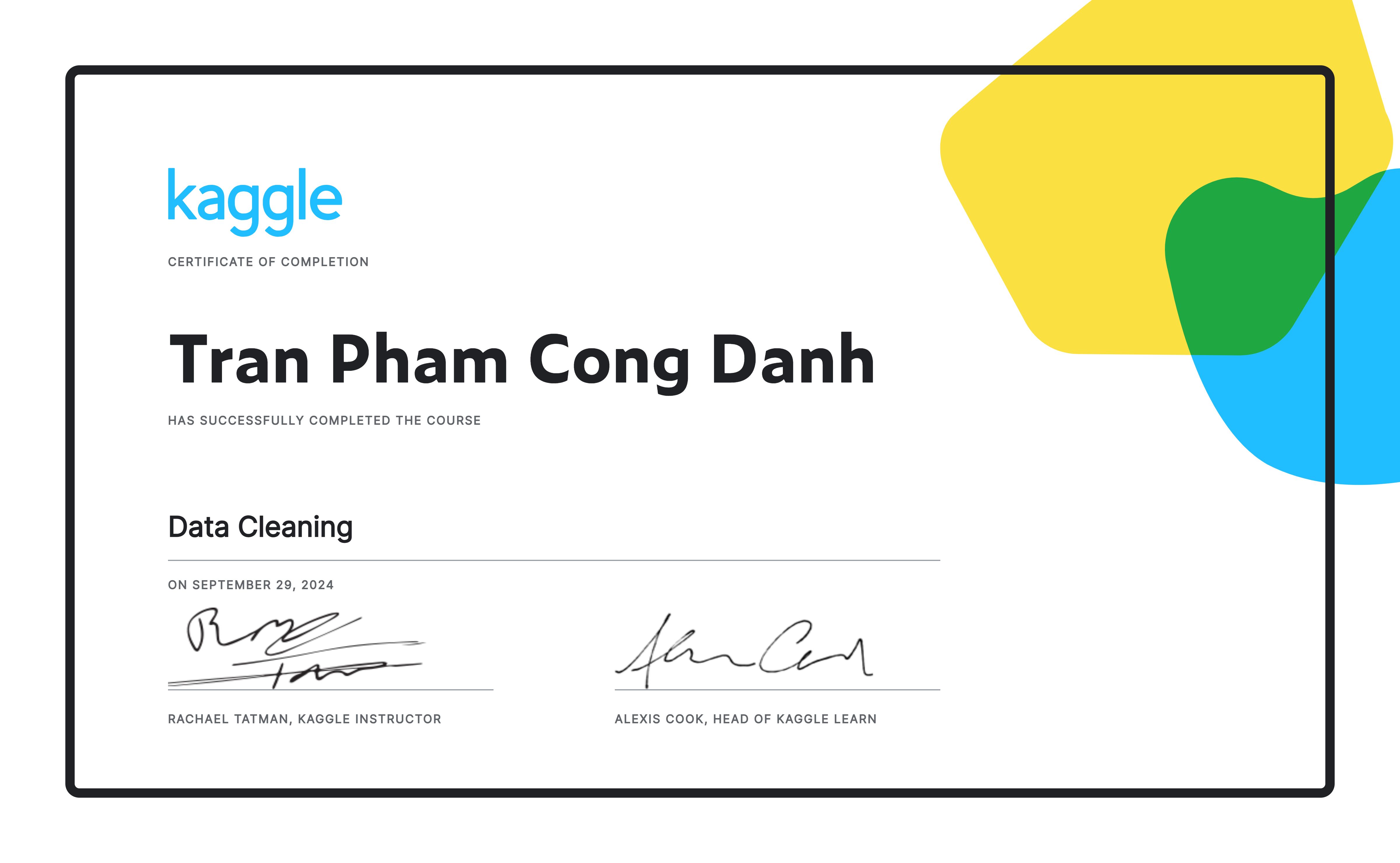 Data Cleaning certificate