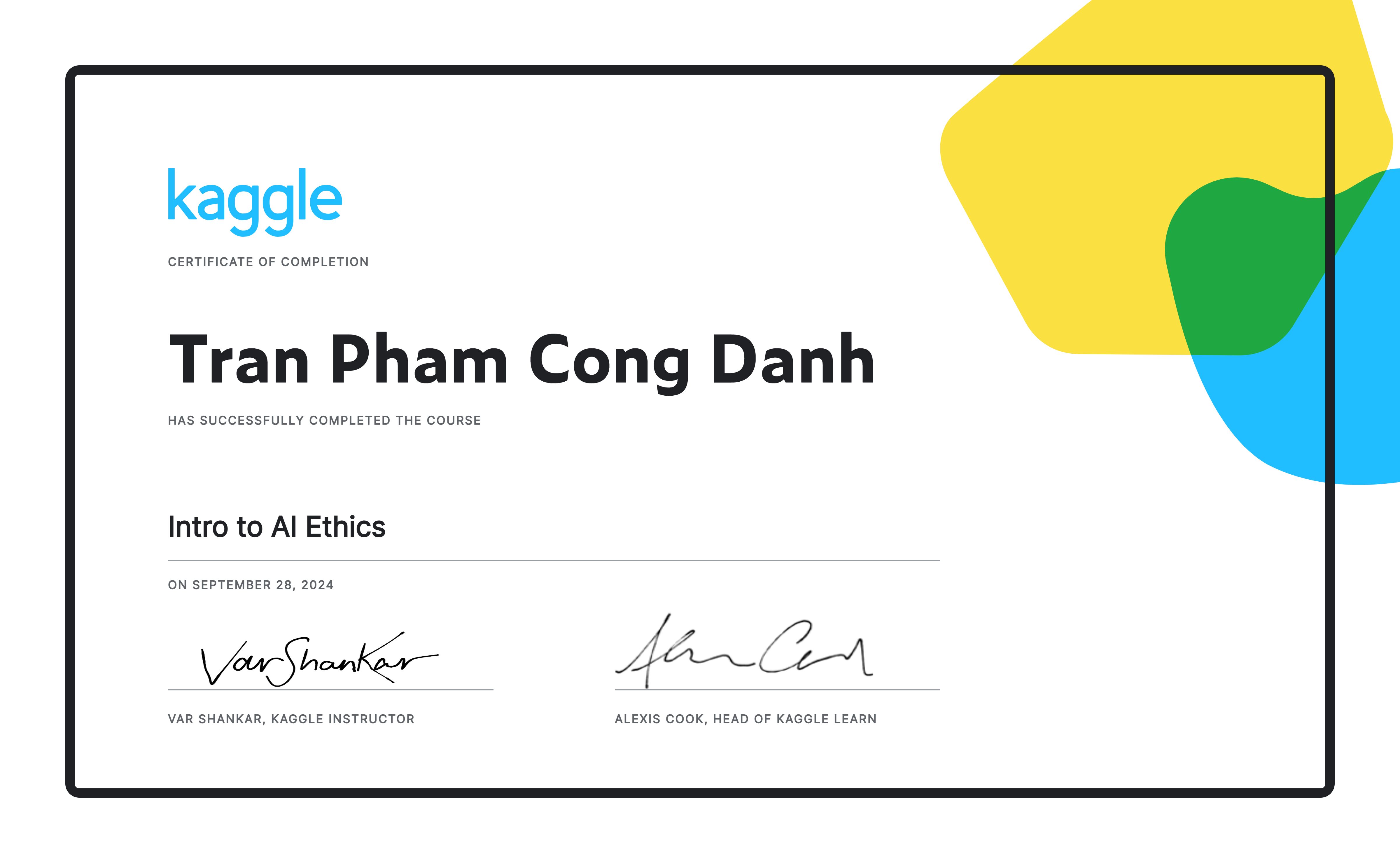 Intro to AI Ethics certificate