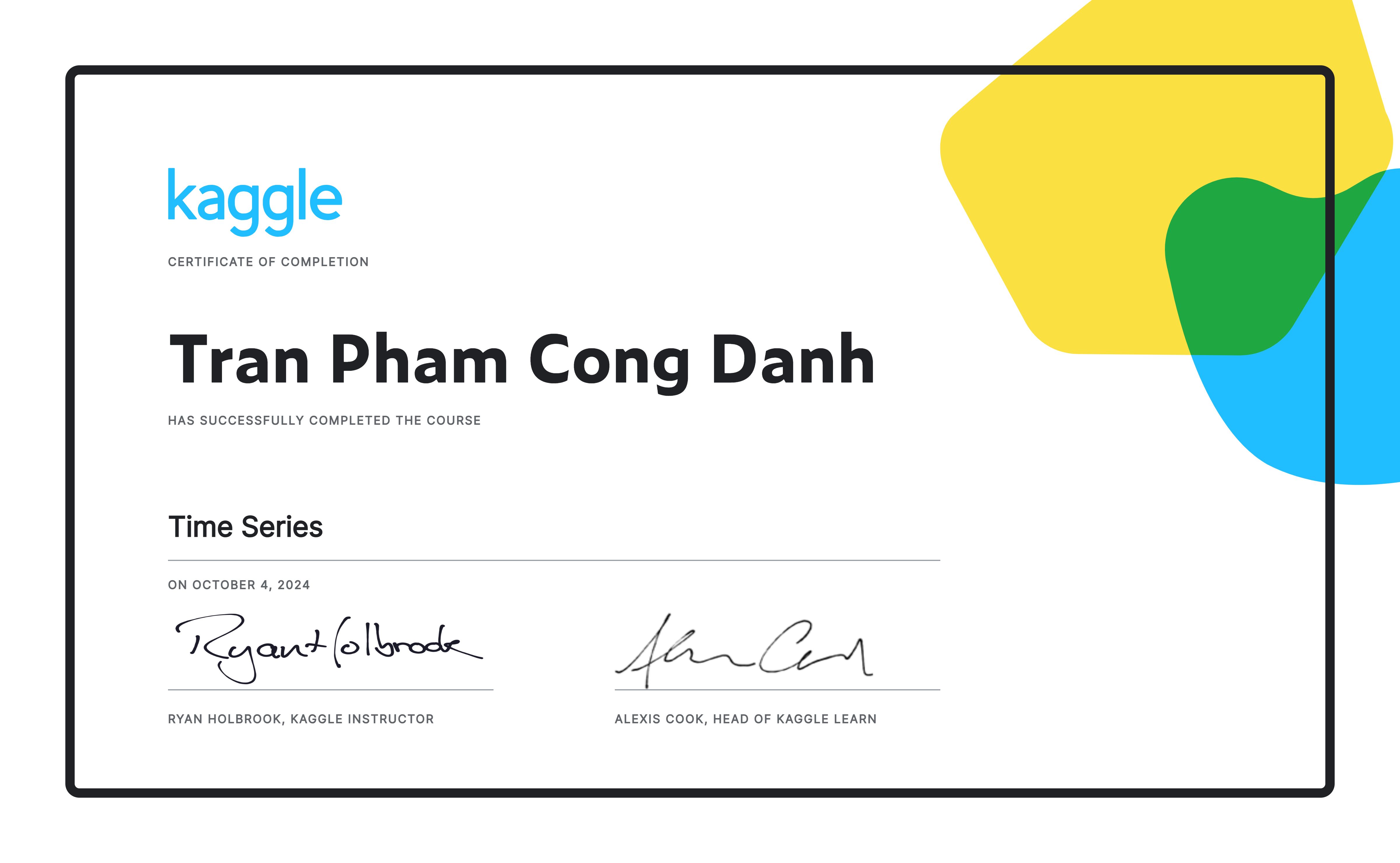 Time Series certificate
