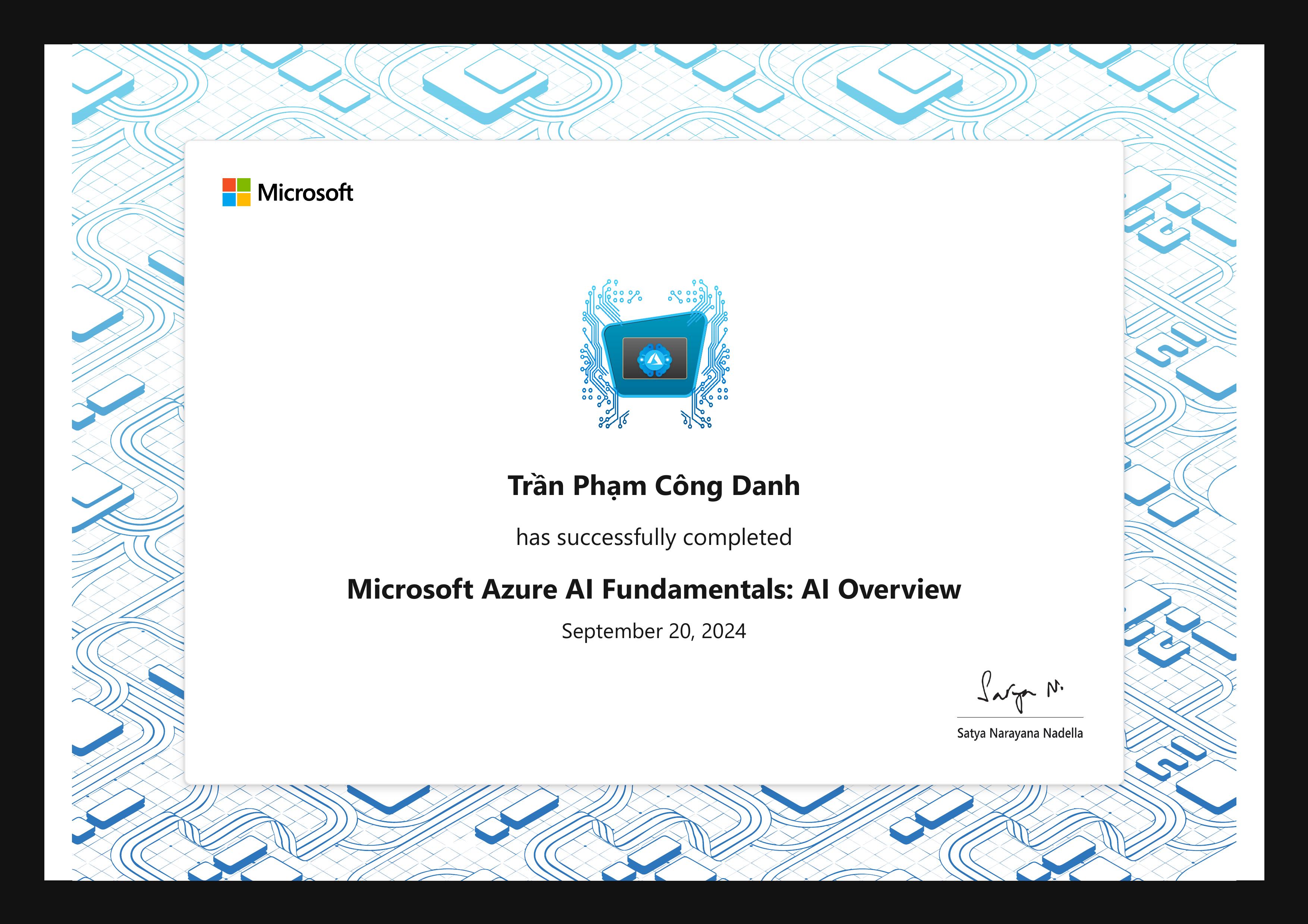 Microsoft Azure AI Fundamentals: AI Overview certificate