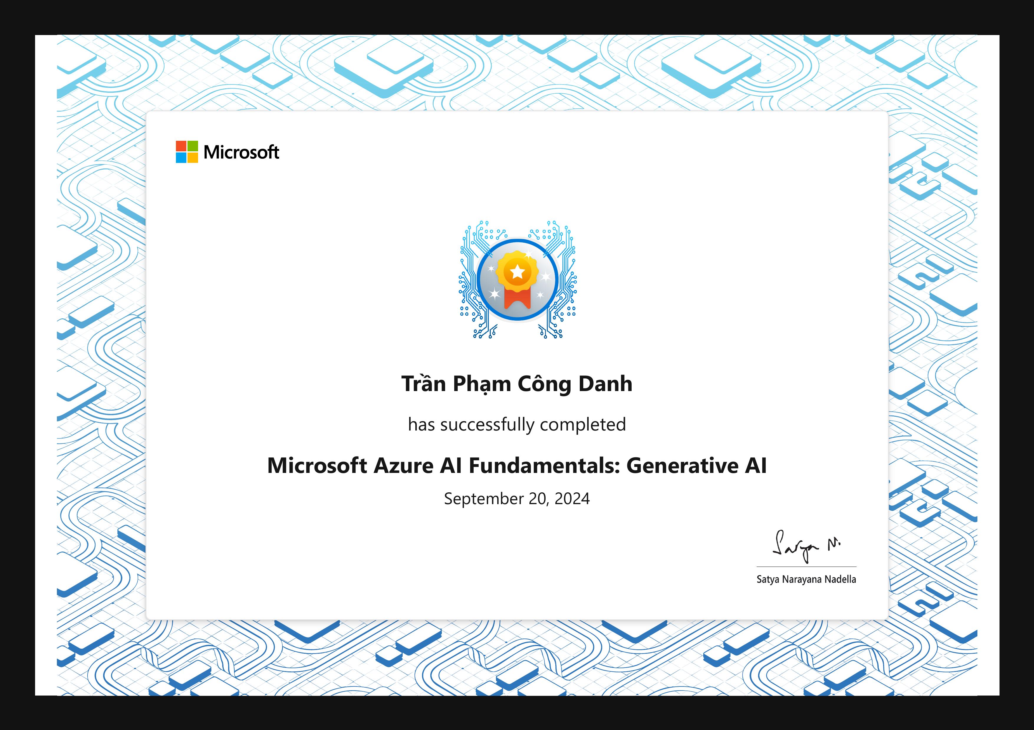 Microsoft Azure AI Fundamentals: Generative AI certificate